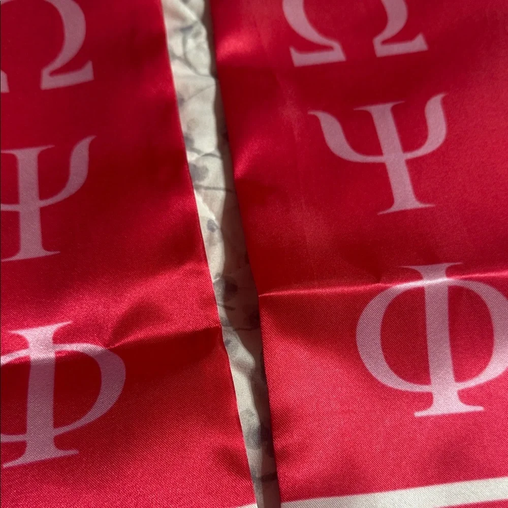 Pinkish Red and White Greek Letter Omega Psi Phi Men's Stole